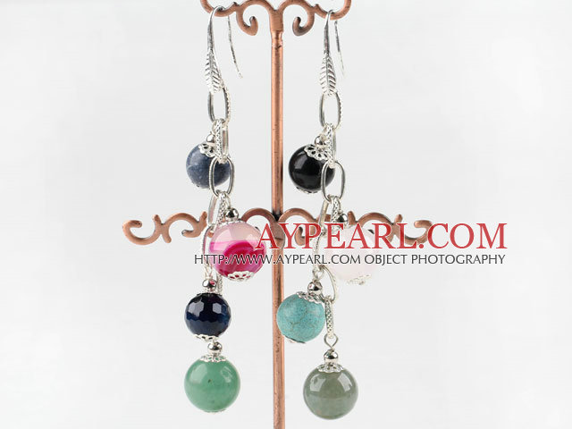 lovely dangling style colorful gemstone ball earrings