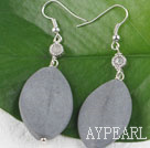 gray color stone needle and sunflower charm beads earrings