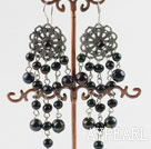 Lustre forme 6-8mm noir boucles d'oreilles perle