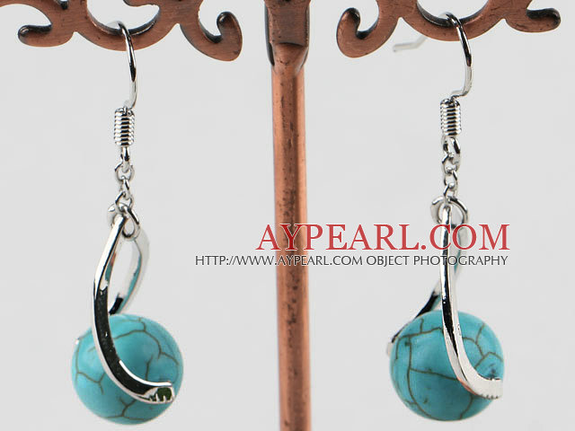 chauds de style boucles d'oreilles turquoise 10mm billes