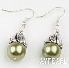 Style simple Jaune Vert Couleur Perles Shell Boucles d'oreilles