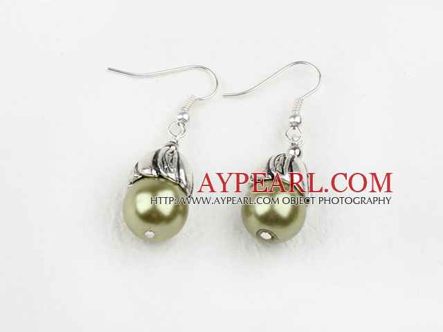 Style simple Jaune Vert Couleur Perles Shell Boucles d'oreilles