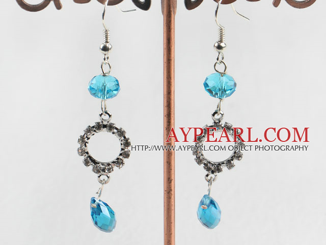 Boucles d'oreille pendantes de cristal artificiel avec strass