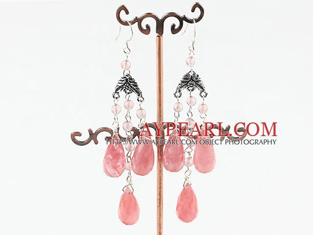 Lustre de style chute de boucles d'oreilles forme quartze cerises