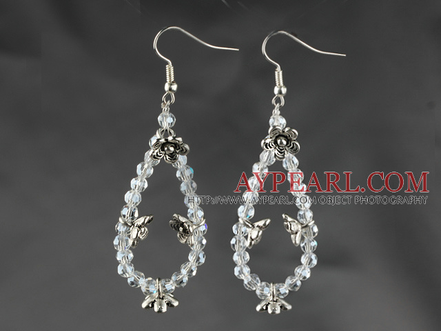 Lustre de cristal de style rose et boucles d'oreilles en jade