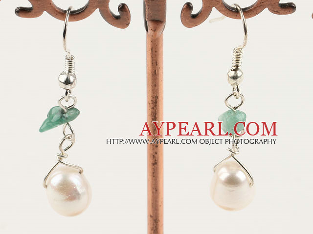 aventurine blanche boucles d'oreilles perles