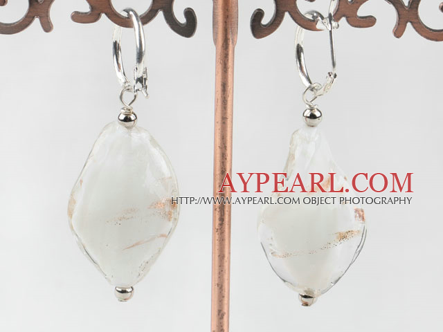 Cute style Woven shape white colored glaze earrings