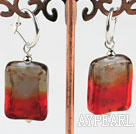 Cute style rectangle shape gradient colored glaze earrings