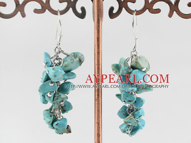 6-7mm cluster style turquoise chips earrings