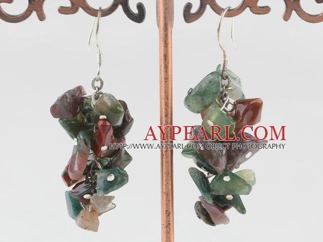 6-7mm pôle style indien puces agate boucles d'oreilles