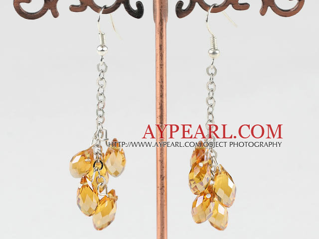 dangling style drop shape light yellow manmade crystal earrings