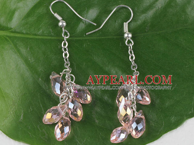 pendent de style boucles d'oreilles en forme de gouttes de cristal rose artificielle