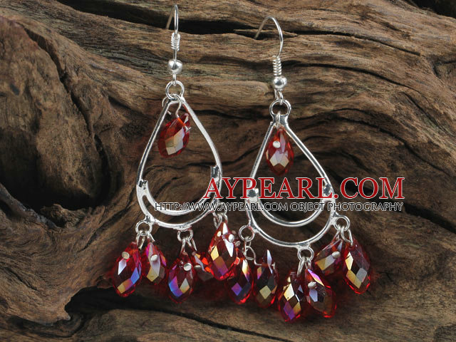 cute drop shape red manmade crystal earrings