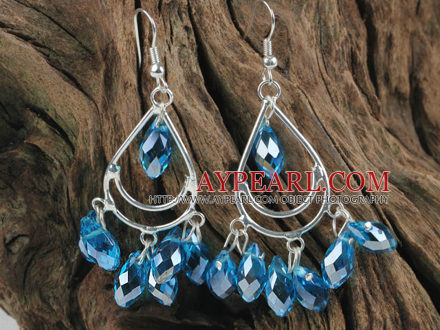 cute drop shape sky blue manmade crystal earrings