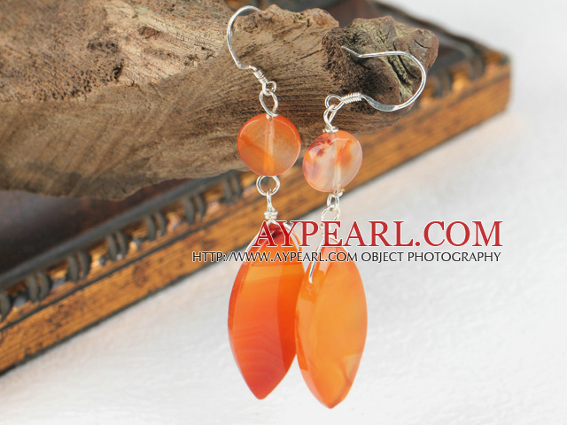 Class Design Orange Color Agate Dangle Earrings With Fish Hook