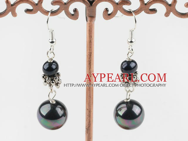 perle noire et la mer boucles d'oreilles perles de coquillage