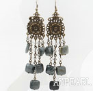 Vintage Style Eagle Eye Stone Long Earrings