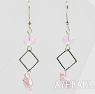 Simple Style Pink Crystal Dangle Earrings