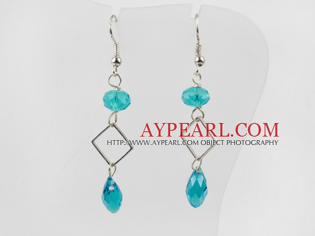 Simple Style Blue Turquoise Farbe Kristall Ohrringe