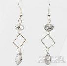 Simple Style Gray Color Crystal Dangle Earrings
