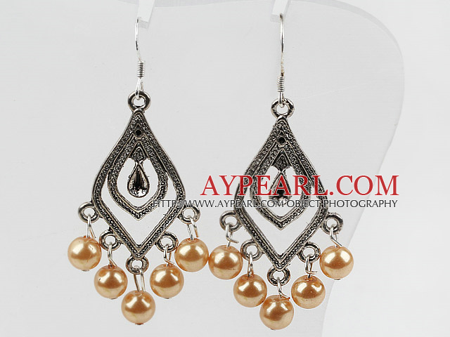 Simple Style Golden Champagne Color Seashell Earrings