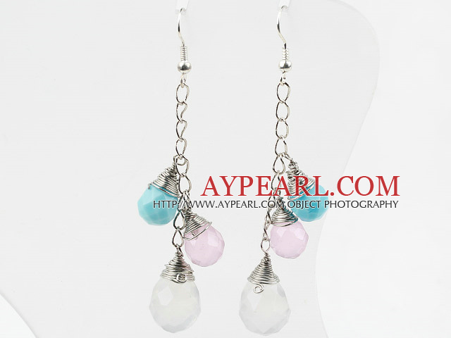 Dangle Style Assorted Multi Color Drop Shape Crystal Earrings