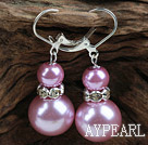 New Design Snowman Shape Pink Seashell Christmas Earrings