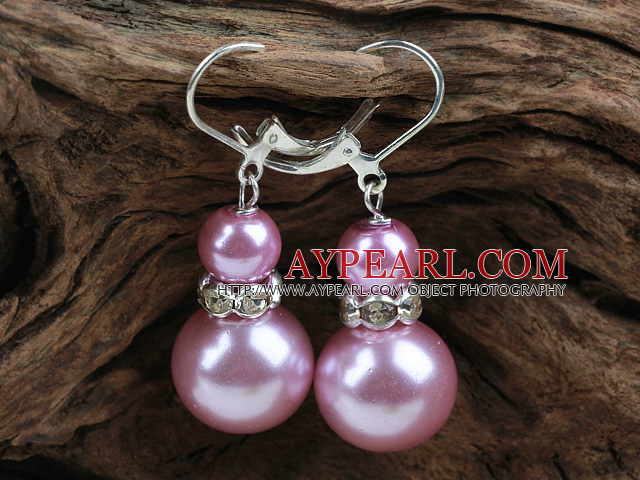 New Design Snowman Shape Pink Seashell Christmas Earrings