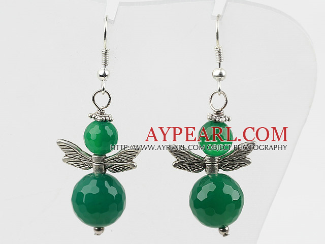 Lovely Style Faceted Green Agate Earrings