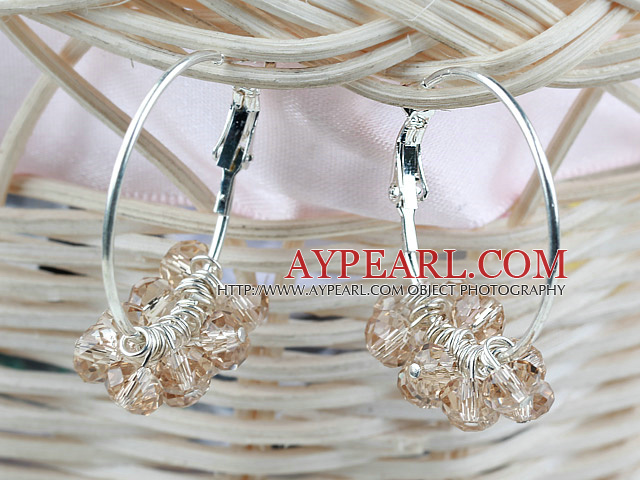 Fashion Large Loop Smoky Crystal Cluster Dangle Earrings