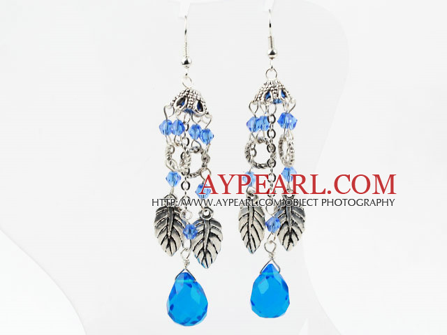 Longue Blue Style Boucles d'oreilles en cristal