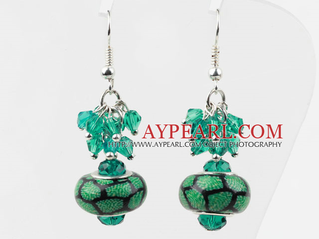 New Design Green Colored Glaze Charm Earrings