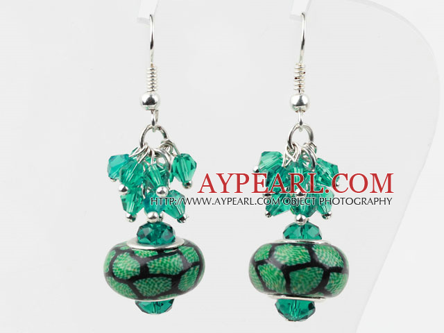 Nouveau design de couleur verte Boucles d'oreilles Charme Glaze