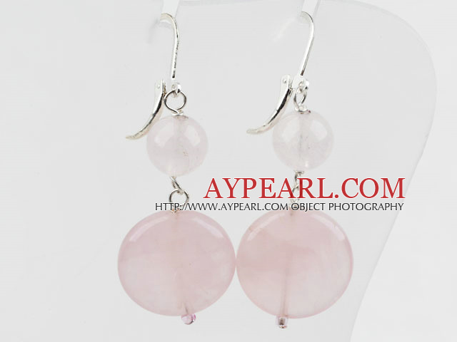 Lovely Stil Round Rose Quartz øredobber