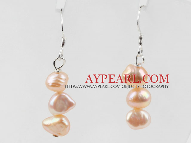 Einfache Stil rosa Süßwasser Perlen Glasperlen Ohrringe