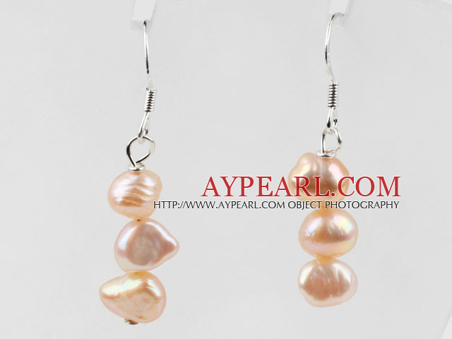 Enkel stil Pink Freshwater Pearl pärlstav örhängen