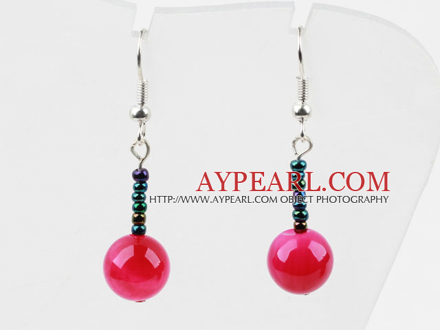 Enkel Design Rose Color Agate Dangle øredobber