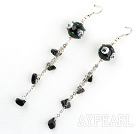 Fashion Style Black Colored Glaze Dangle Earrings