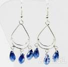 Beau style sombre Bule Boucles cristal forme de coeur