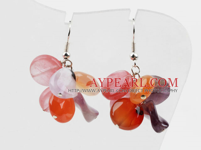 Nouveau design assortis améthyste et agate et Cherry Earrings Quartz