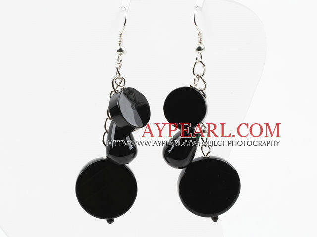Boucles d'oreilles assorties Noire Agate style Dangle