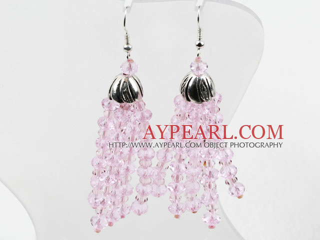 Fansy Stil Pink Crystal Tassel øredobber