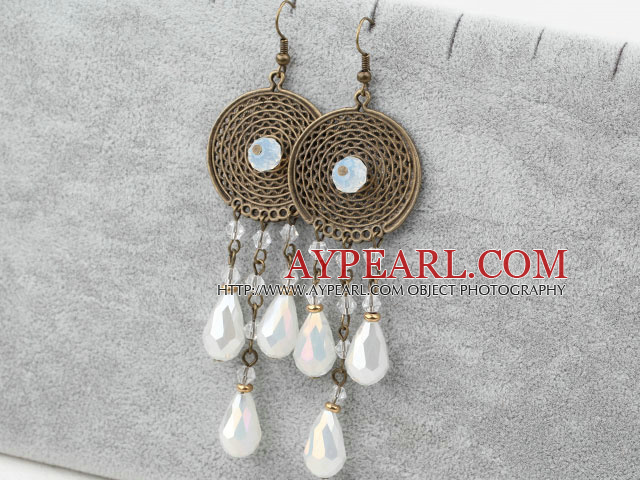 Assortiment de Opal Boucles d'oreilles en cristal avec accessoires en bronze