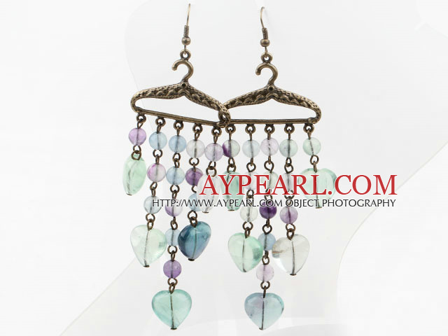 Boucles d'oreilles de style de cru arc-en fluorite