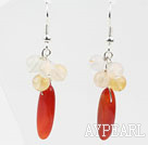 Assorted Natural Color Round And Oval Agate Dangle Earrings With Fish Hook