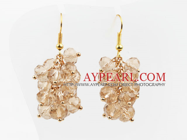 Cluster Argent Boucles d'oreilles de style champagne en cristal de couleur