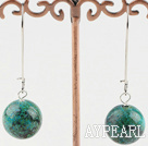 Simple 16Mm Round Phoenix Stone Drop Earrings With Hoop Earwires