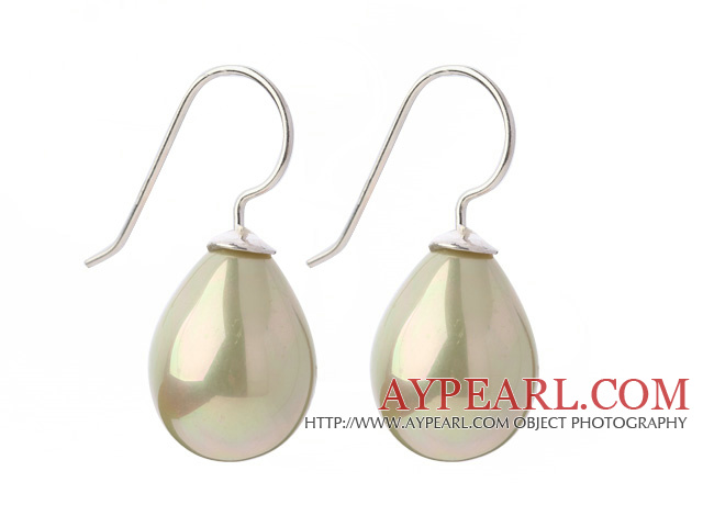 Classic Design Drop Shape Light Yellow Green Color Seashell Beads Earrings