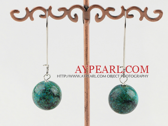 Simple 16Mm Round Phoenix Stone Drop Earrings With Hoop Earwires