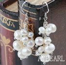 Cluster Style Natural White Freshwater Pearl Earrings